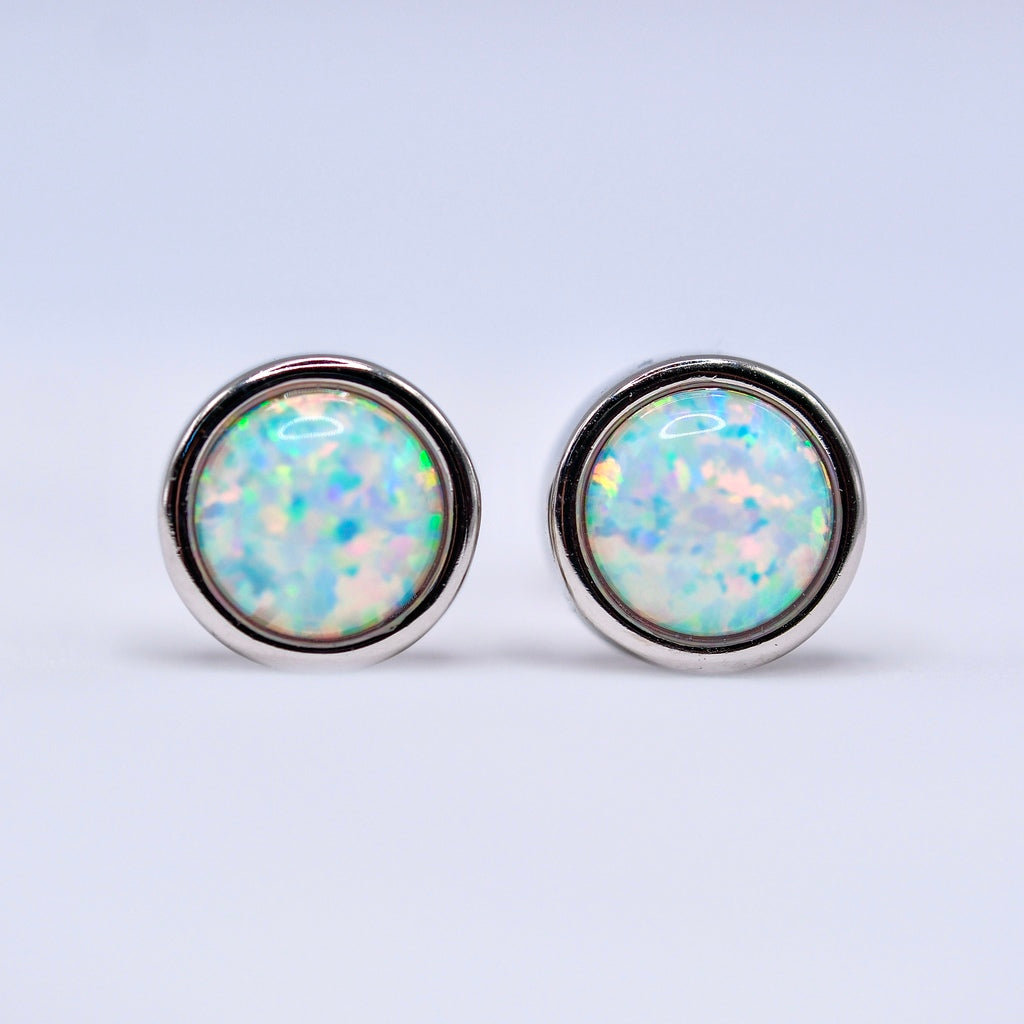 white bello opal studs